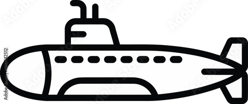 Black submarine icon vector