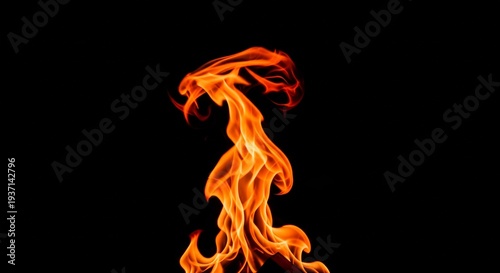 Vibrant orange flames rising against black background