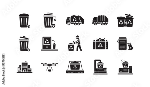 Recycling icons set for eco-friendly designs