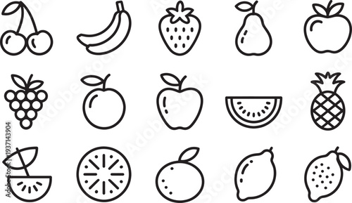 Fruit on white background black food