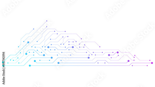 Vibrant circuit board design with dynamic purple and blue lines