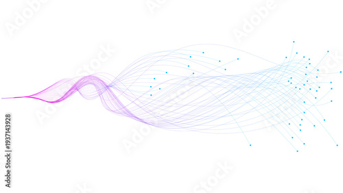 Vibrant purple and blue wave lines flowing dynamically