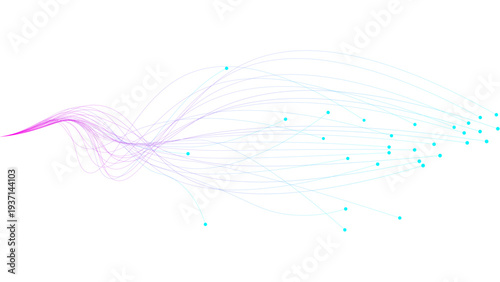 Dynamic network connections flowing with vibrant purple and blue lines