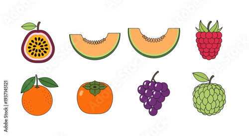 Colorful fruit assortment isolated on white