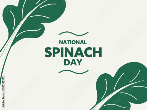 National Spinach Day celebration with green leaves on cream background