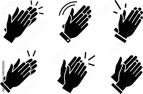 black silhouettes of hands with lines indicating movement and energy on white background