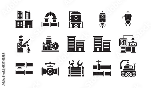 Industrial icons for business and technology concepts