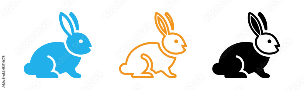 Obraz premium Three minimalist rabbit illustrations