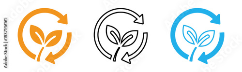 Eco friendly recycling symbols with leaves