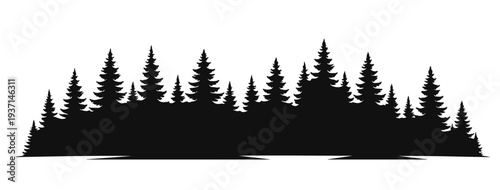 Pine forest trees landscape silhouette vector illustration for nature landscape design and christmas related design