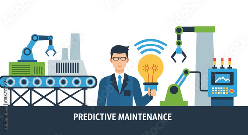 Predictive Maintenance, Smart Factory Automation, and Industry 4.0 Concept