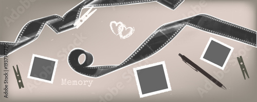 Camera photograph halftone with film photo element for retro hand vintage. Picture icon eye with white creative black for design shutter template. Concept strip camera with object film analog.