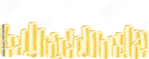 Coin 3d stack with money gold pile and casino vector dollar. Game cash isolated with deposit illustration prize and different tax credit. Treasure set coin with currency change money.