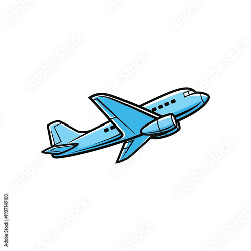 Wallpaper Mural Blue Cartoon Airplane Flying Through Air. Torontodigital.ca