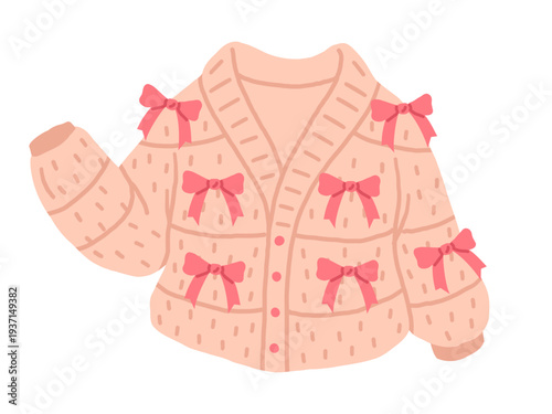 Cute sweater. Knitted woolen knitwear for autumn or winter, cozy sweater for cold season flat vector illustration. Cartoon warm knitwear isolated on white background