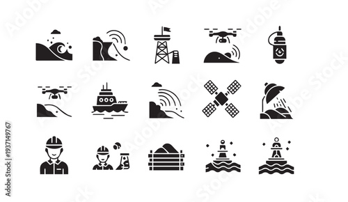 Modern industrial and technological icons for business and innovation
