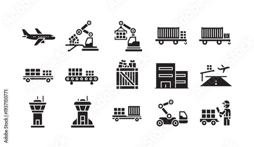 Logistics and transportation icons for business and industry use