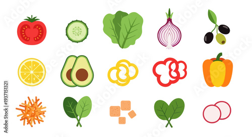 Fresh vegetables and fruits isolated