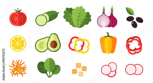 Fresh vegetables and salad ingredients