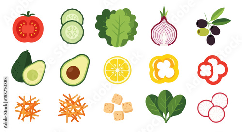 Fresh vegetables and fruits vector illustration