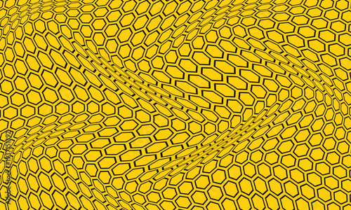 abstract black outline hexagon wave pattern on yellow perfect for banner poster background.
