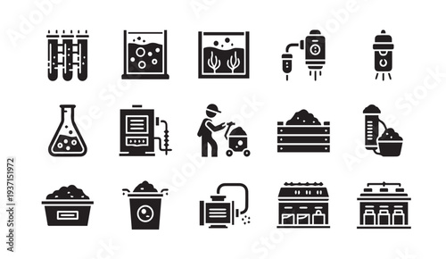 Industrial icons for business and technology concepts