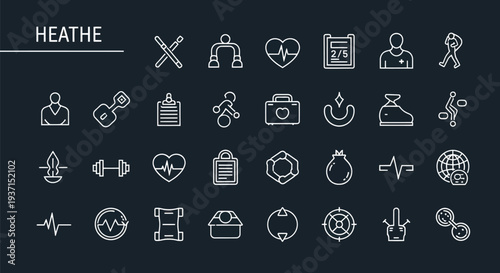 Health and fitness icon set