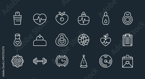 Health and wellness icon set