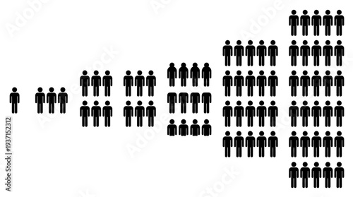 Silhouette of people arranged in a graph showing growth and increase.