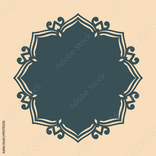 Ethnic mandala frame vintage emblem design background