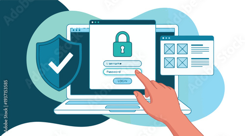 Cyber Security and Data Protection Concept: Secure Online Login Interface