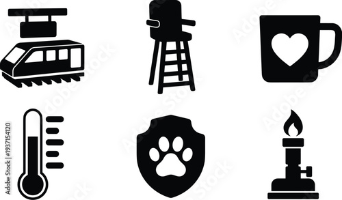 Transportation and measurement icons for travel and science