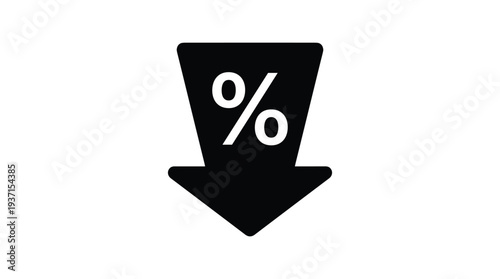 Percentage down arrow icon representing discount, decrease, or negative trend
