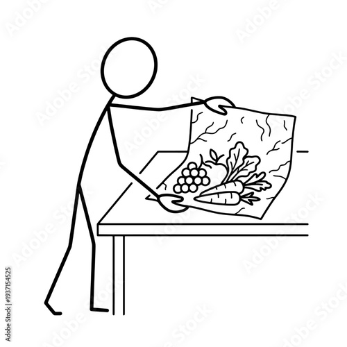 Stick figure using seaweed-based biodegradable packaging for organic food storage  