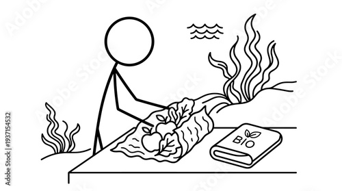 Replacing plastic wrap with seaweed-based biodegradable packaging for organic food storage.