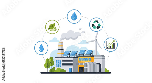 Sustainable Industrial Development: Eco-Friendly Factory with Renewable Energy, Recycling, and Environmental Management for Green Growth