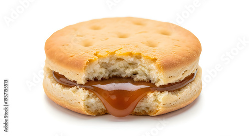 Wallpaper Mural A close-up view of a tasty caramel-filled biscuit with a bite taken out Torontodigital.ca