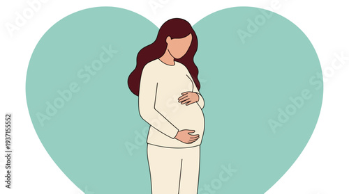 Caring pregnant woman concept with hands on belly in heart shape