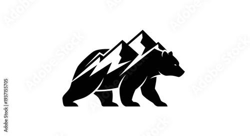 Bear and mountain illustration