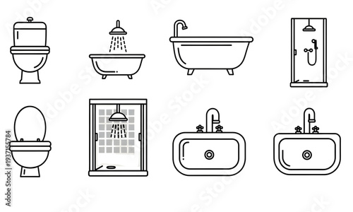 Bathroom Sanitary Ware CAD Blocks and Plumbing Fixture Icons for Interior Design Architectural Floor Plans