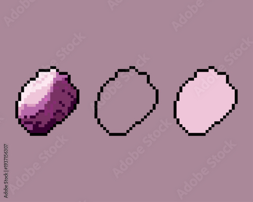Pixel Art Amethyst Crystal Magical Gemstone Game Assets. Great for mining games, magical RPG ingredients, and fantasy inventory icons