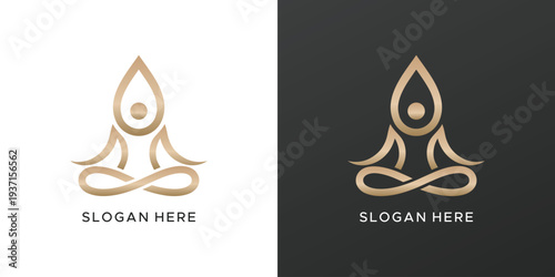 Elegant Yoga Logo Design with Lotus Position and Meditation Symbol.