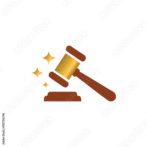 Golden gavel icon representing justice and legal proceedings in court.