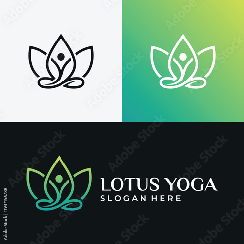 Lotus Yoga Logo Design Serene Meditation and Wellness Symbol.