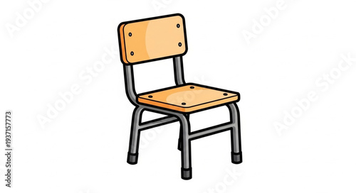 Simple Wooden Chair with Metal Frame for Seating.