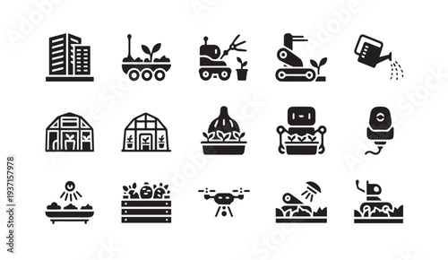 Modern agricultural icons for innovative farming and technology