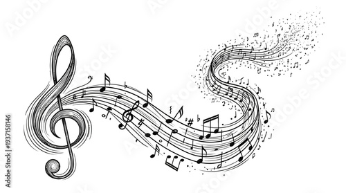 Musical Notes and Treble Clef Swirling in Harmony.