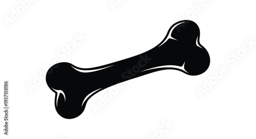 A stark black bone shape isolated on white graphic design silhouette