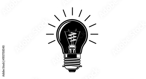 Illuminated light bulb representing ideas, innovation, and creative thinking for solutions.