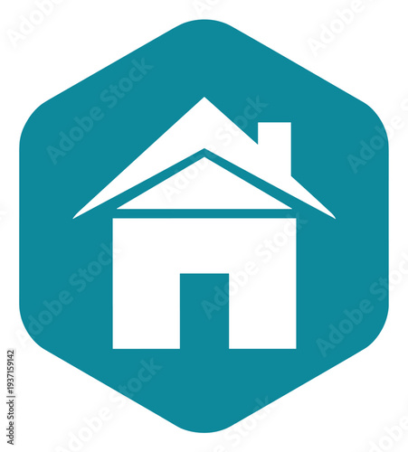 Home house icon inside hexagon geometric badge modern real estate property symbol minimal vector illustration for housing and residential design